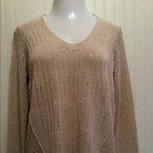 J McLAUGHLIN KHAKI TAN KNIT SWEATER TUNIC